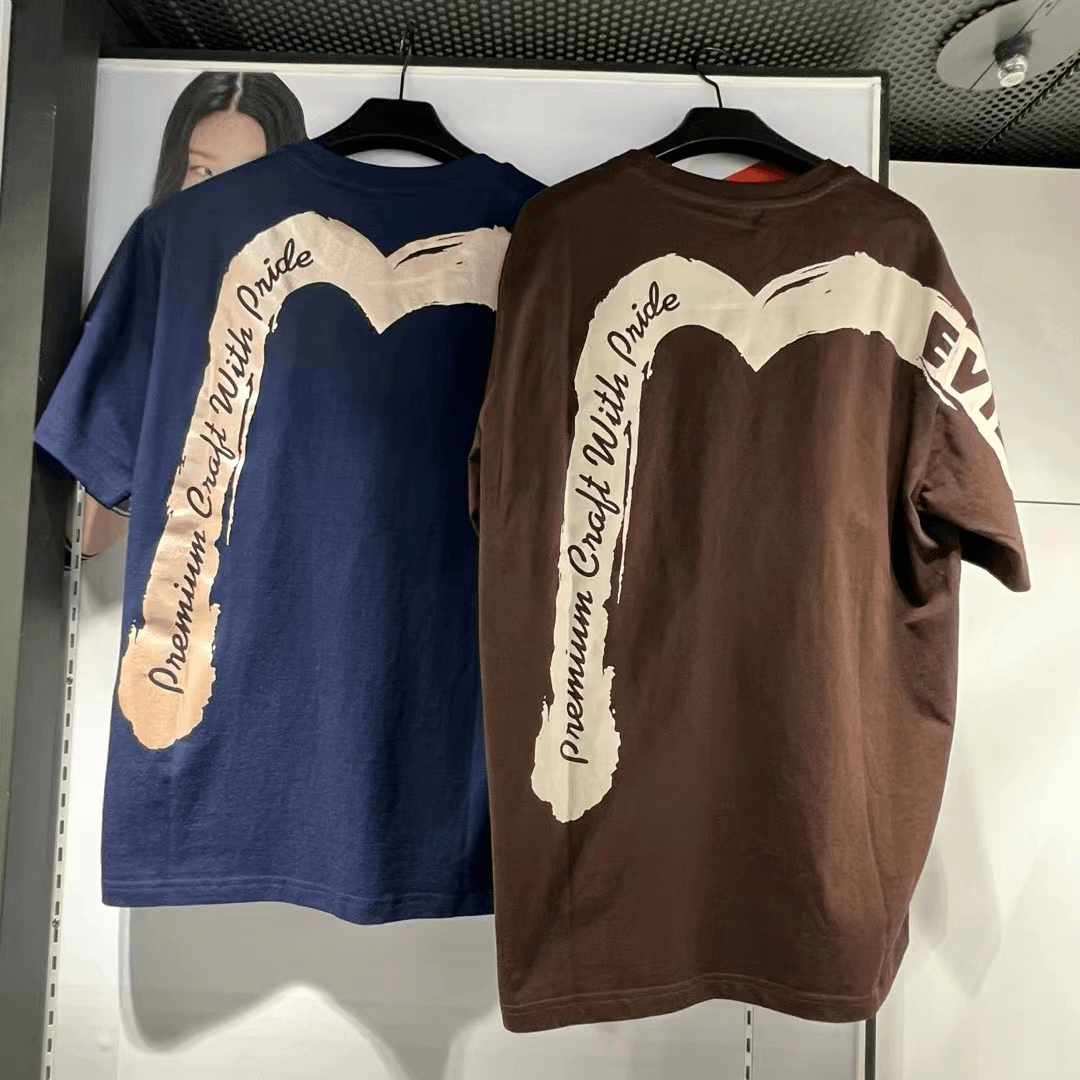 EVISU 福神背后大m休闲百搭裤子宽松时尚运动百搭时尚短袖