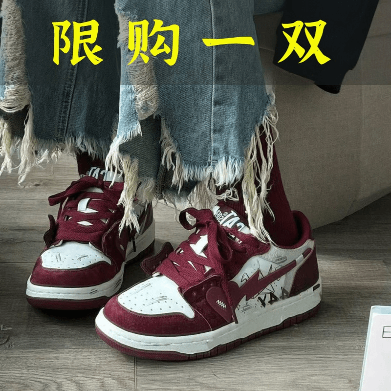 回力潮品2023秋季爆款网红女鞋复古小众设计感鞋子百搭涂鸦