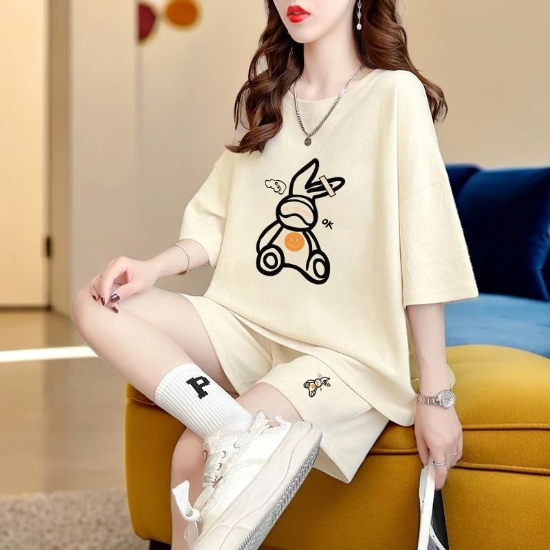 大码宽松夏装韩版跑步休闲运动服套装女夏季新款时尚两件套女学生