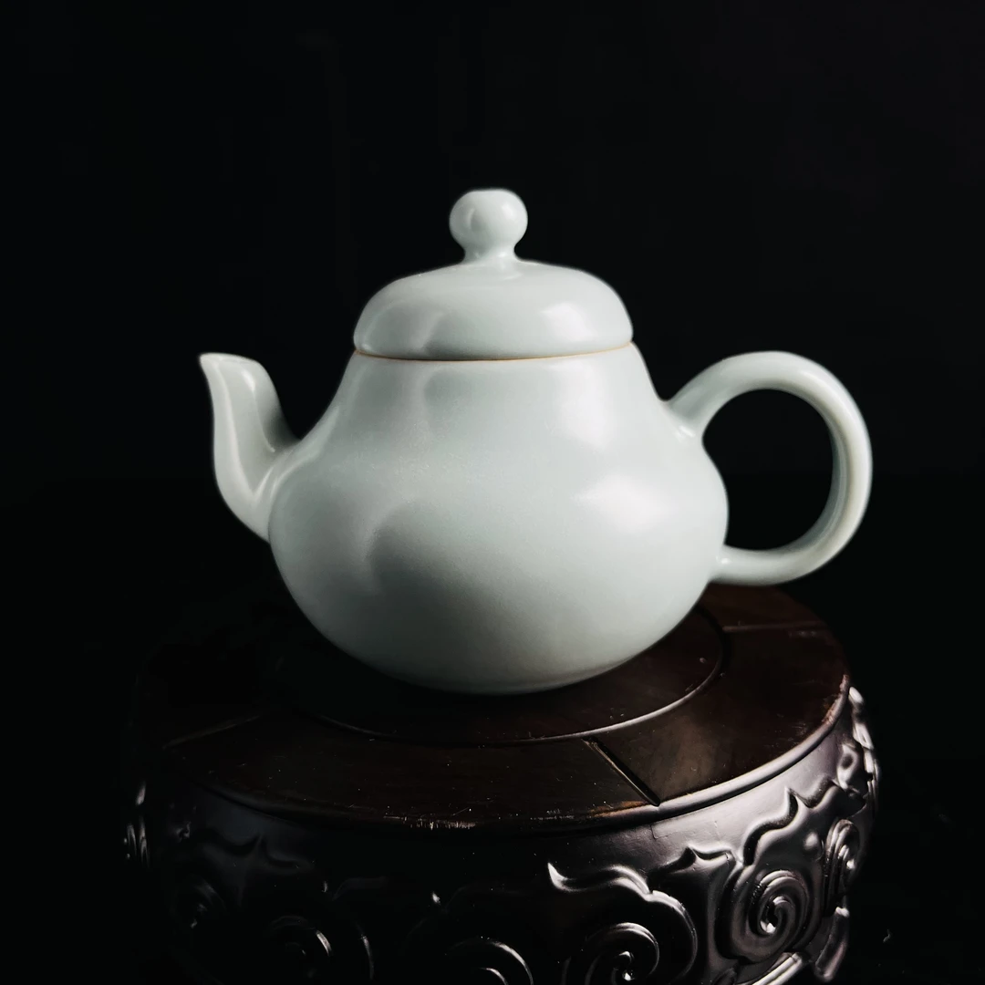 【器象万千】原产地 纯手工 仿古天青 汝瓷 梨壶 茶具 家用 精美