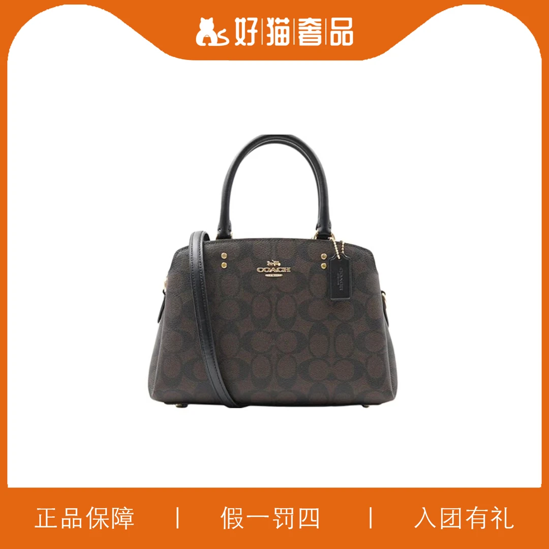 95新 COACH/蔻驰 蔻驰深棕色老花戴妃/W1843/26X17X10