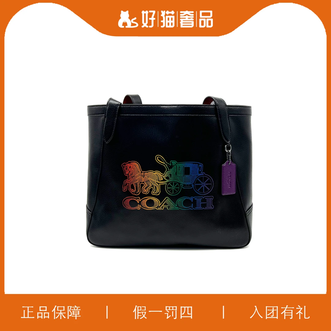 99新 COACH/蔻驰 蔻驰马拉车印花托特包/B1836/32X28X13