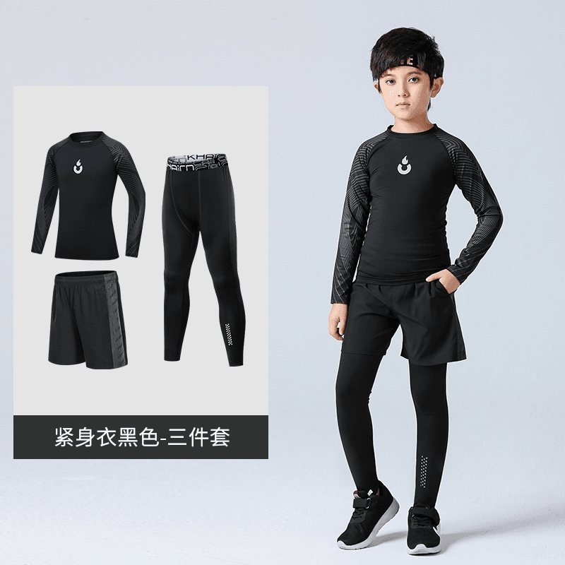 儿童速干球衣男童篮球训练跑步网球弹力打底运动足球学生紧身套装