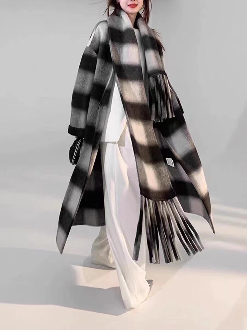 百搭气质加厚中长款羊毛大衣