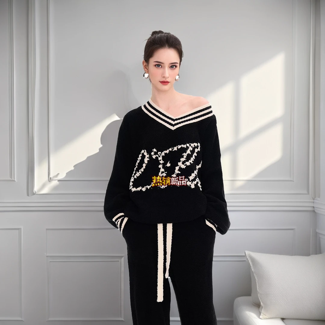 睡衣女秋冬季时尚洋气小香风软绵绵可外穿家居服套装网红显瘦休闲