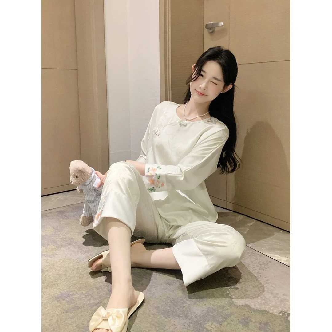 2023新款睡衣夏季女款冰丝薄款新中式国风高级感可外穿家居服套装