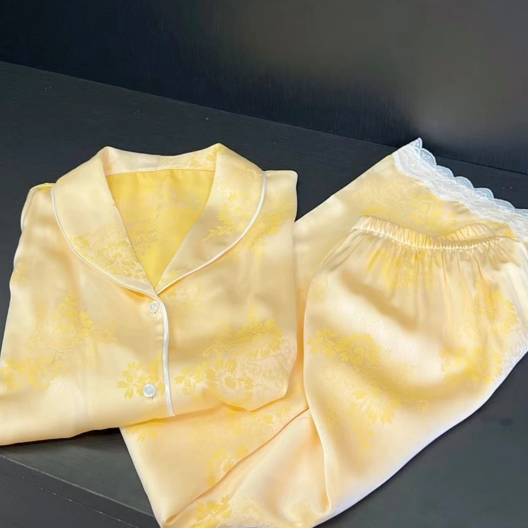 2024新款提花可外穿奢华春秋法式冰雪丝高级感睡衣女春夏季家居服