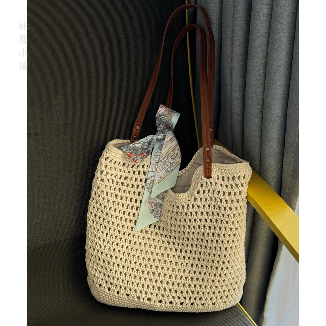 编织包女2024新款夏季休闲单肩包森系编织包沙滩包女士百搭时尚