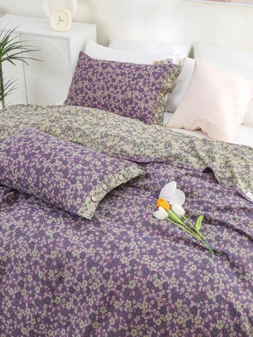 色织双层纱 紫色小花系列