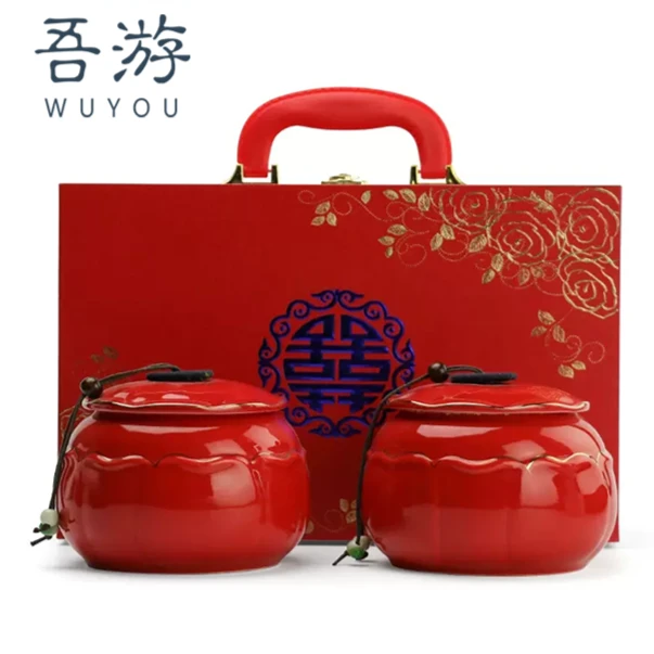 吾游结婚用品陪嫁糖罐枣罐陶瓷密封罐茶叶罐礼品送新人大号收纳罐