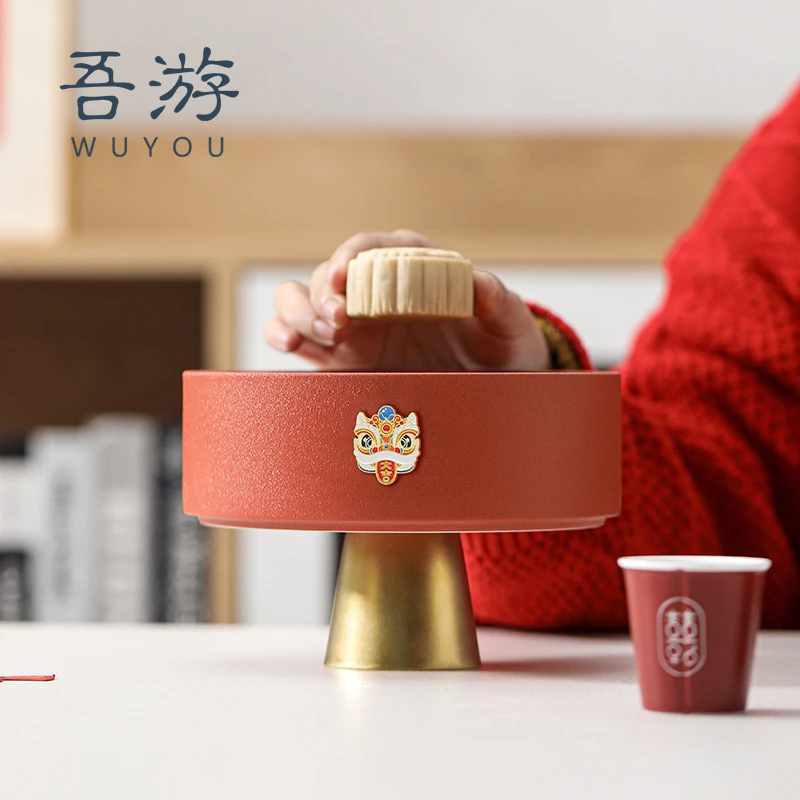 吾游中式高脚茶点盘新年糖果盘结婚用品开业搬家陶瓷水果盘家用