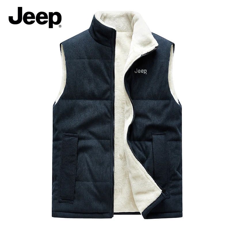 JEEP/吉普品牌秋冬户外休闲男款加厚立领棉马甲加绒马甲外套