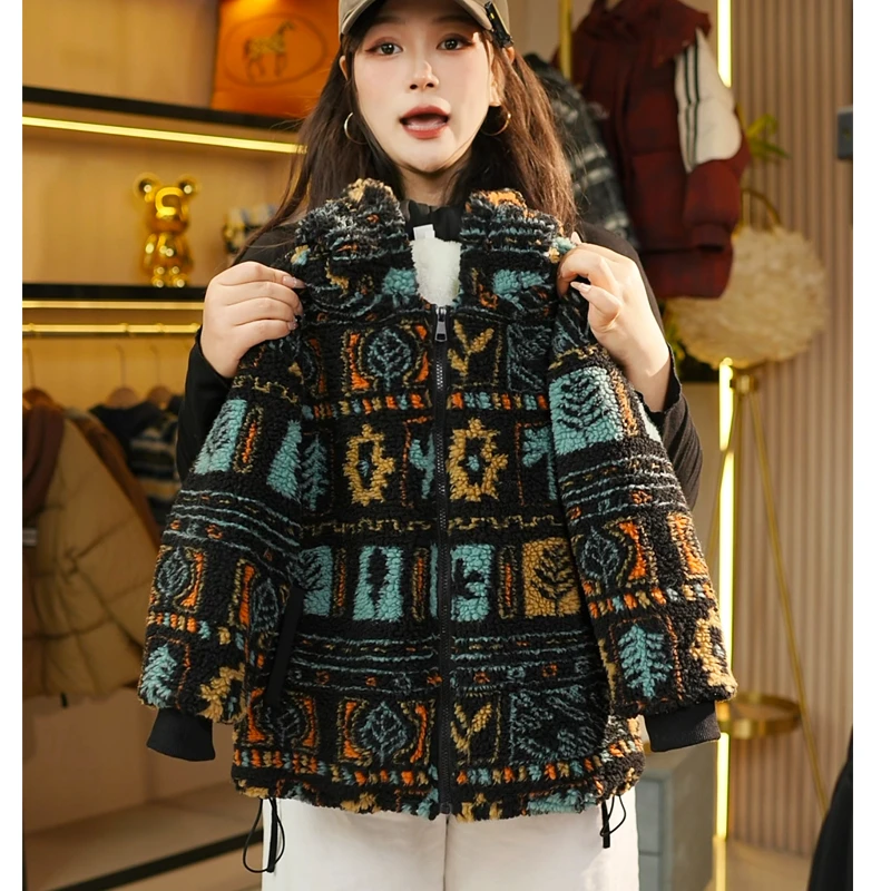 H22冬季加绒加厚棉衣外套连帽宽松