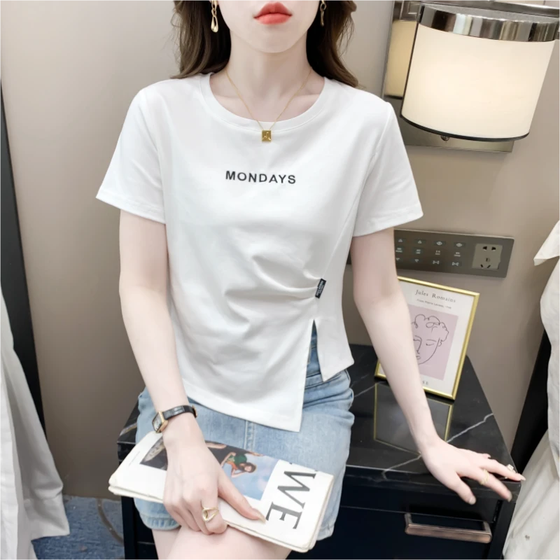 不规则t恤长短袖女2025年夏秋季小众洋气独特别致设计感短款上衣