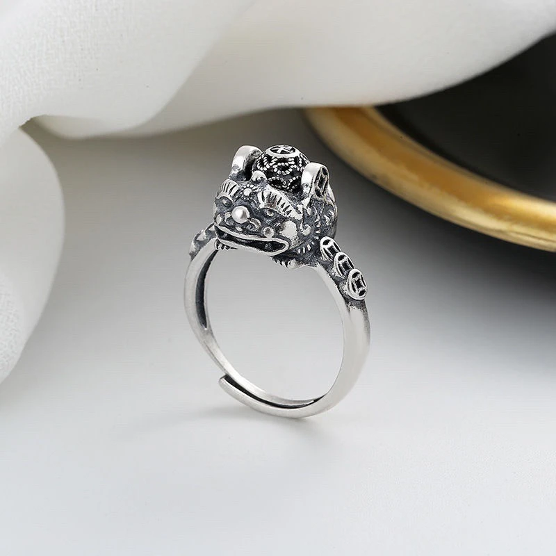 足银戒指 足银戒指   复古做旧时尚个性霸气百搭【貔貅戒指】可调节