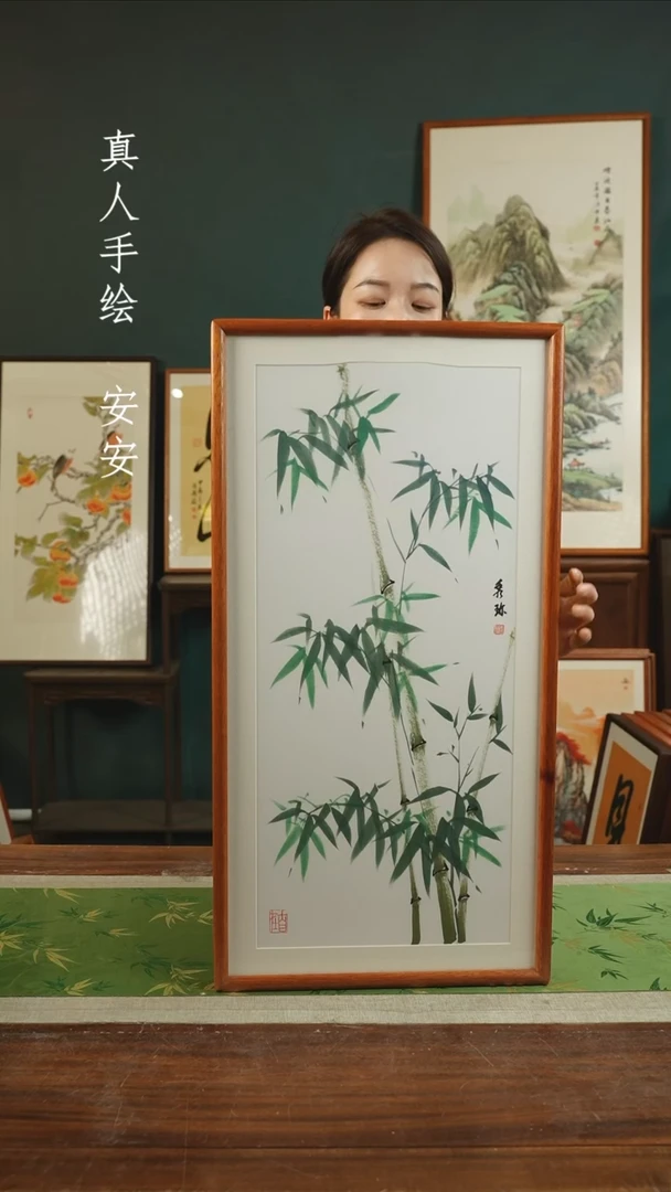 【闪购商品】绘画71*吴秀珍 36*69 绿竹 白竖