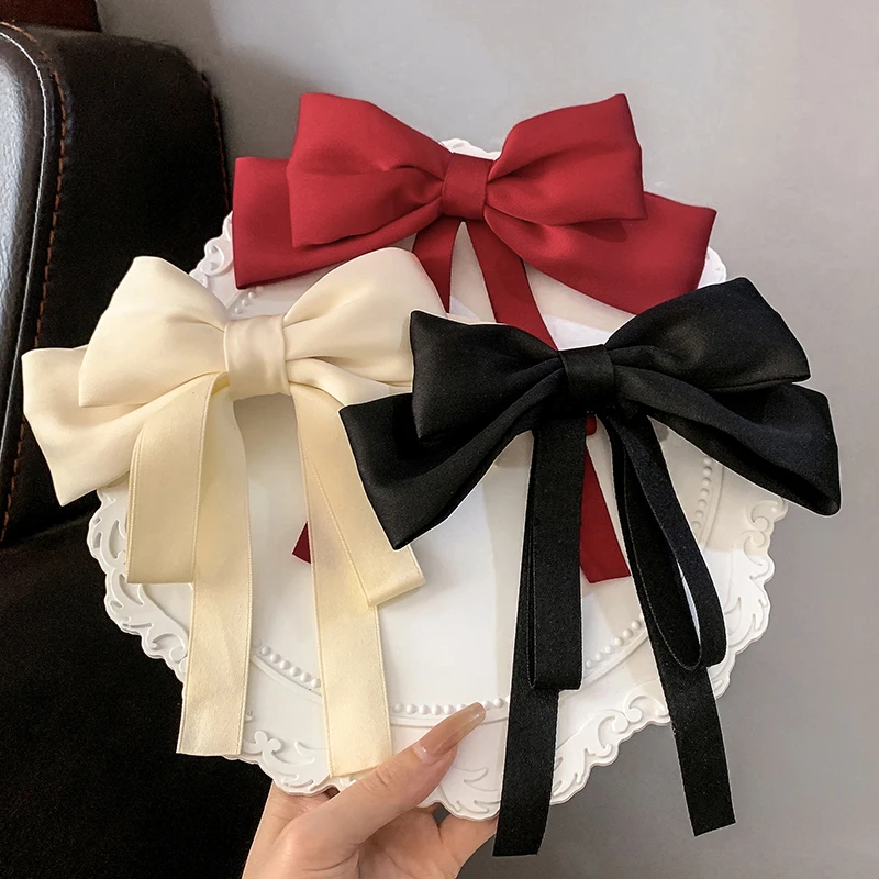 发饰ins少女边夹网红韩国发带飘带百搭后脑勺气质简约蝴蝶结发夹