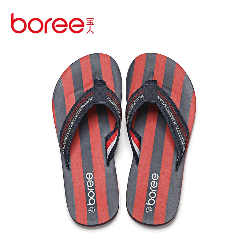 【BOREE】宝人产品时尚人字拖男鞋 -红色藏青休闲户外