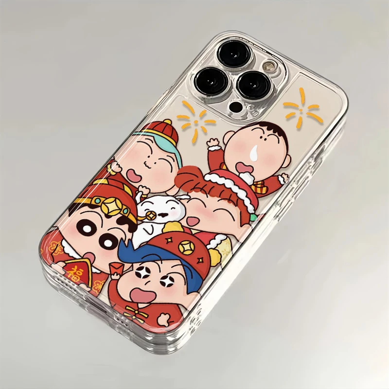 可爱小新过新年苹果华为iPhone15/14promax手机壳13太空12软壳11x