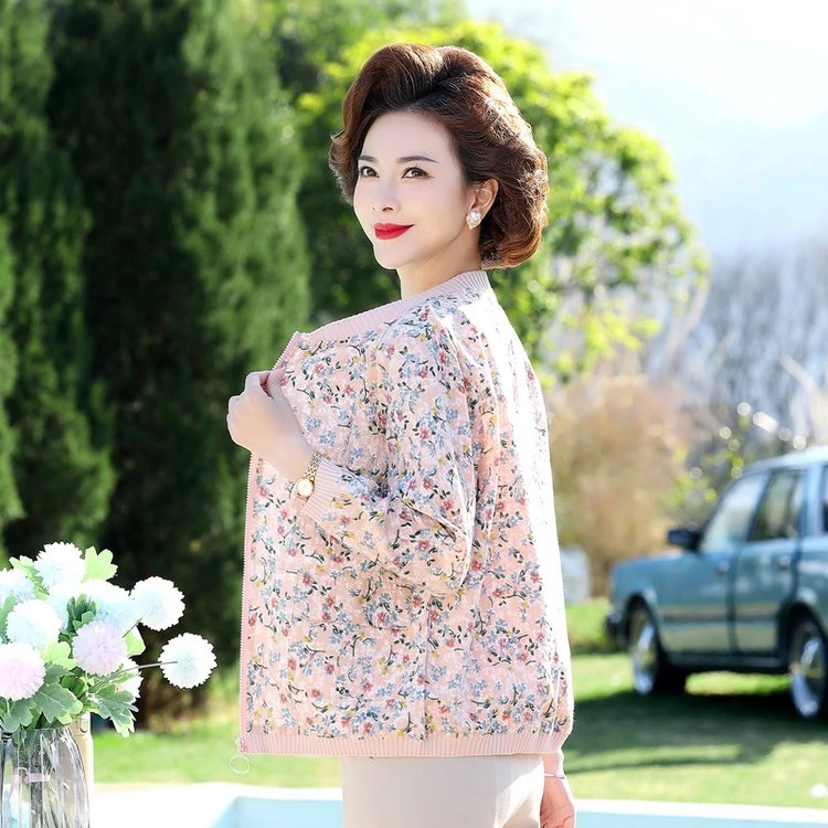 中老年女装春秋新款短款外套气质款妈妈装春秋小碎花短外套