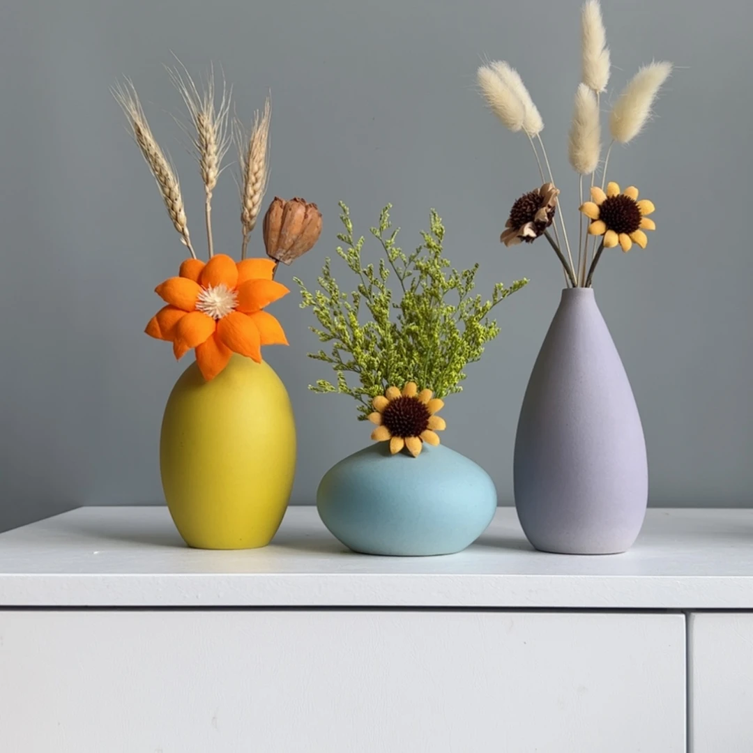 【闪购商品】摆件陶瓷小花瓶含花高约20-30cm