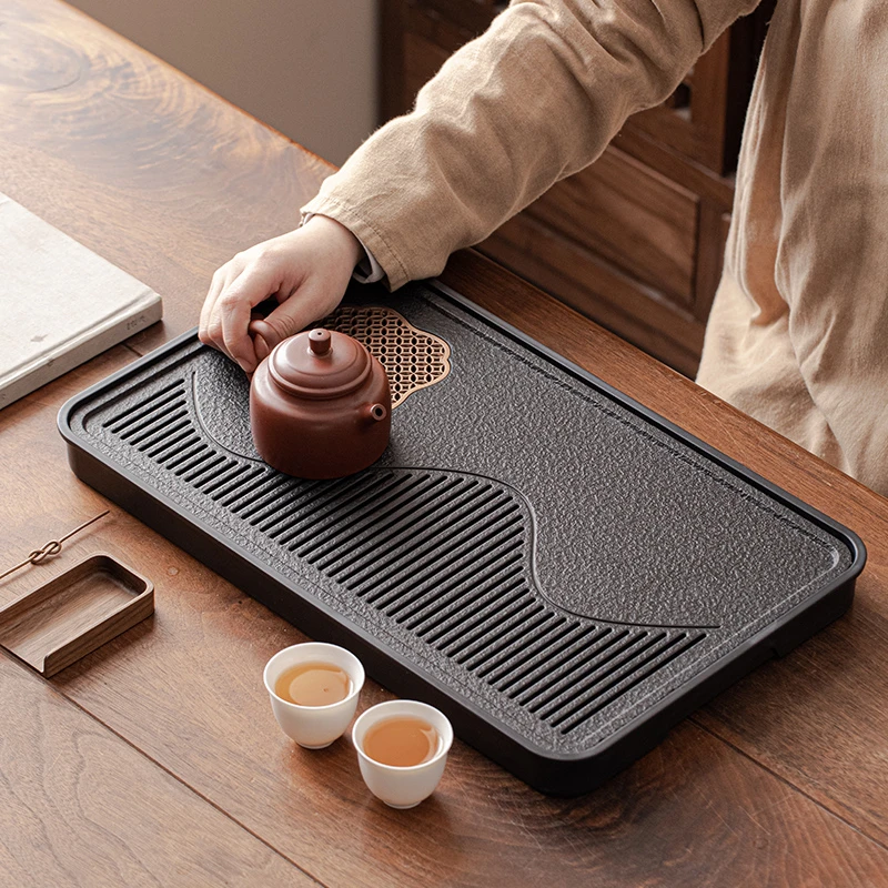 乌金石茶盘家用茶具托盘沥水小型轻奢现代干泡台小茶台蓄排水茶海