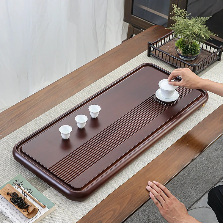 茶盘实木家用排水整块干泡花梨茶台办公室茶海简易功夫电木款中式