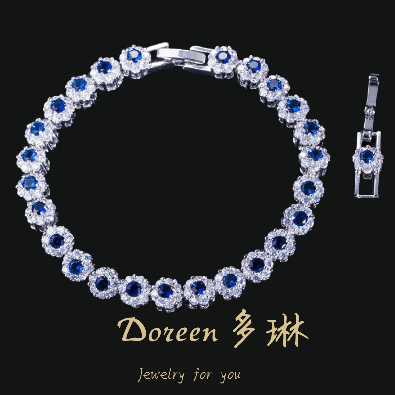 铜合金项链 皇家蓝花朵手链F8713