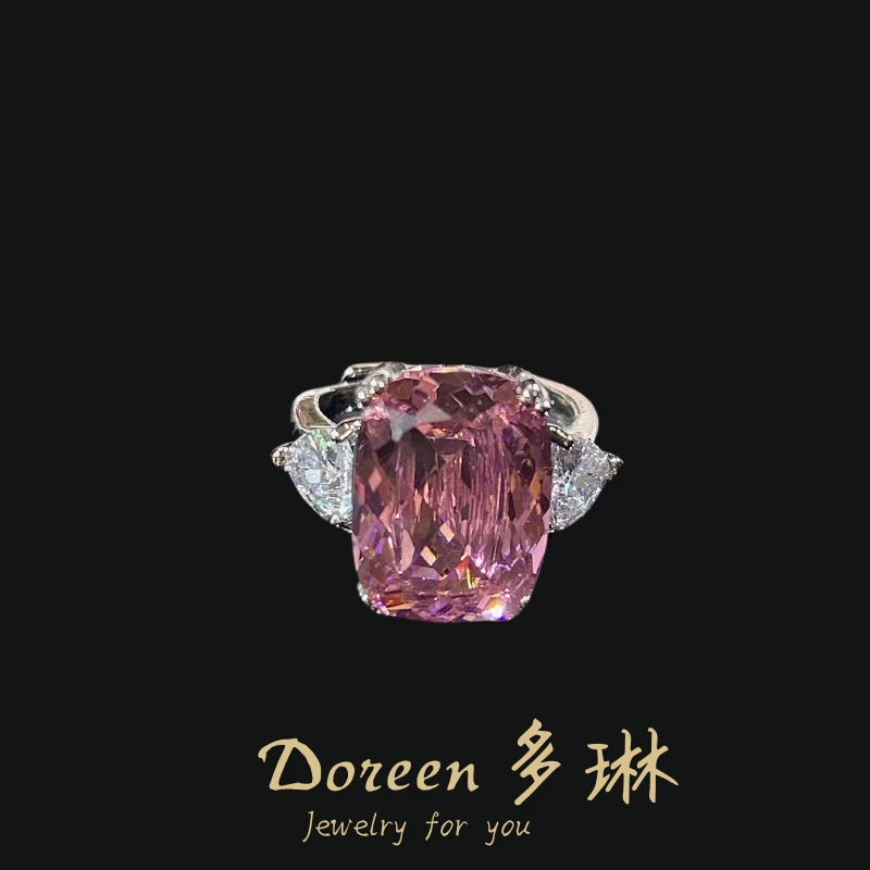 铜合金戒指 粉色公主方戒指CS451