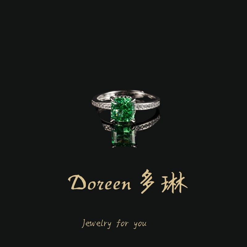 铜合金戒指 翠绿色小方糖戒指XS1141