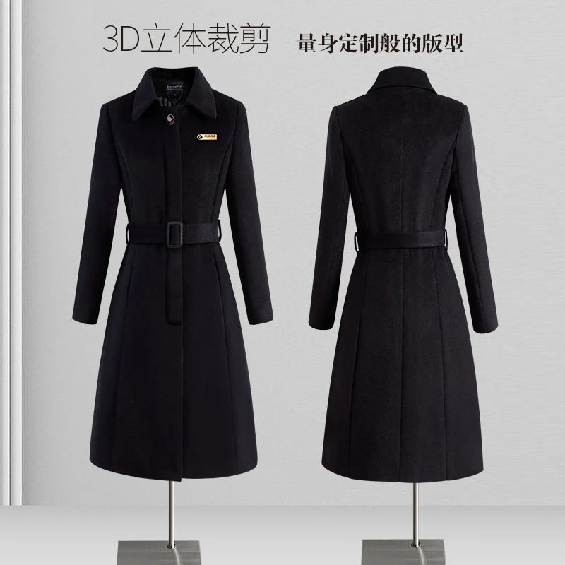 秋冬职业装毛呢大衣女中长款酒店前台工作服物业客服呢子外套工装