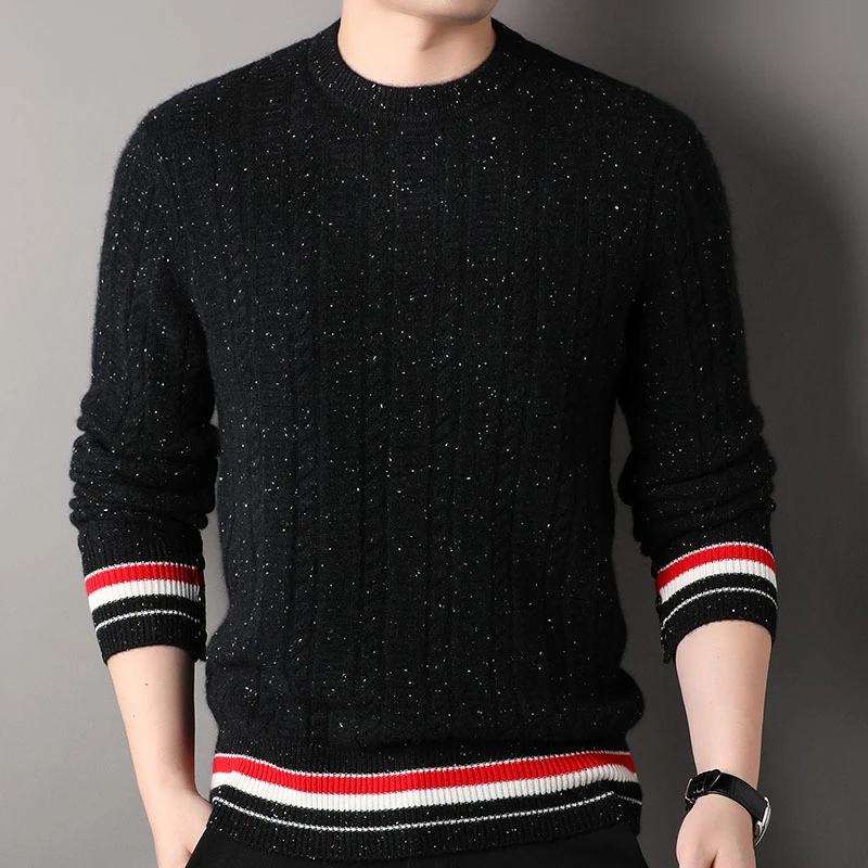 【100%山羊绒】冬季加厚纯羊绒针织套衫男款轻奢百搭打底衫简约百搭