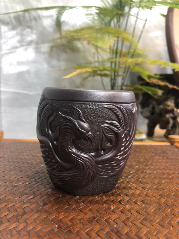 宜兴紫砂原矿石红主人杯150毫升