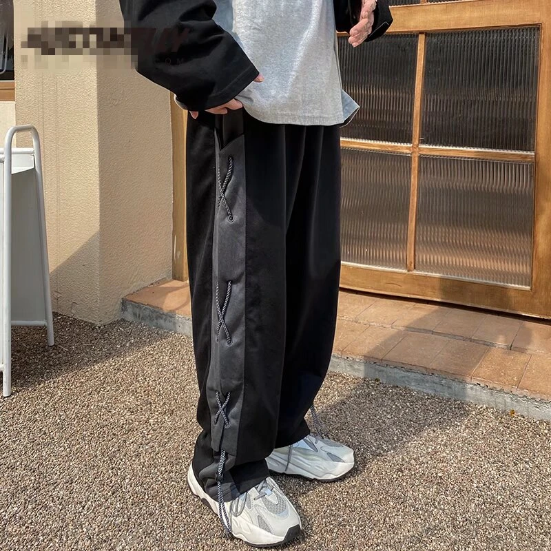 休闲潮牌牛仔裤时尚小标坠感直筒宽松拖地裤    K867-特批43