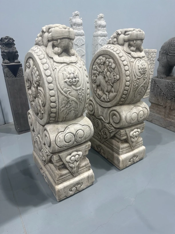 汉白玉高度1.2米抱鼓石包邮不包卸车