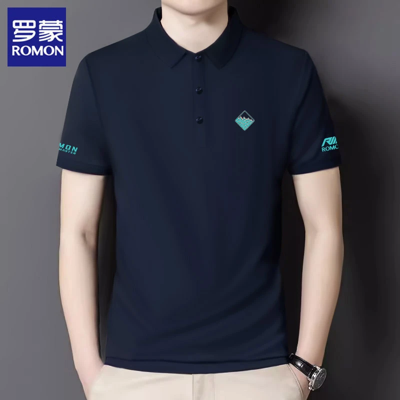 罗蒙夏季男士短袖Polo衫2025新款桑蚕丝上衣运动休闲商务翻领t恤