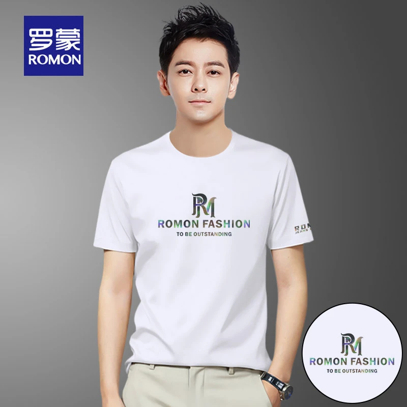 罗蒙冰丝莫代尔男士短袖t恤夏天2025新款潮流高级半袖体恤上衣服