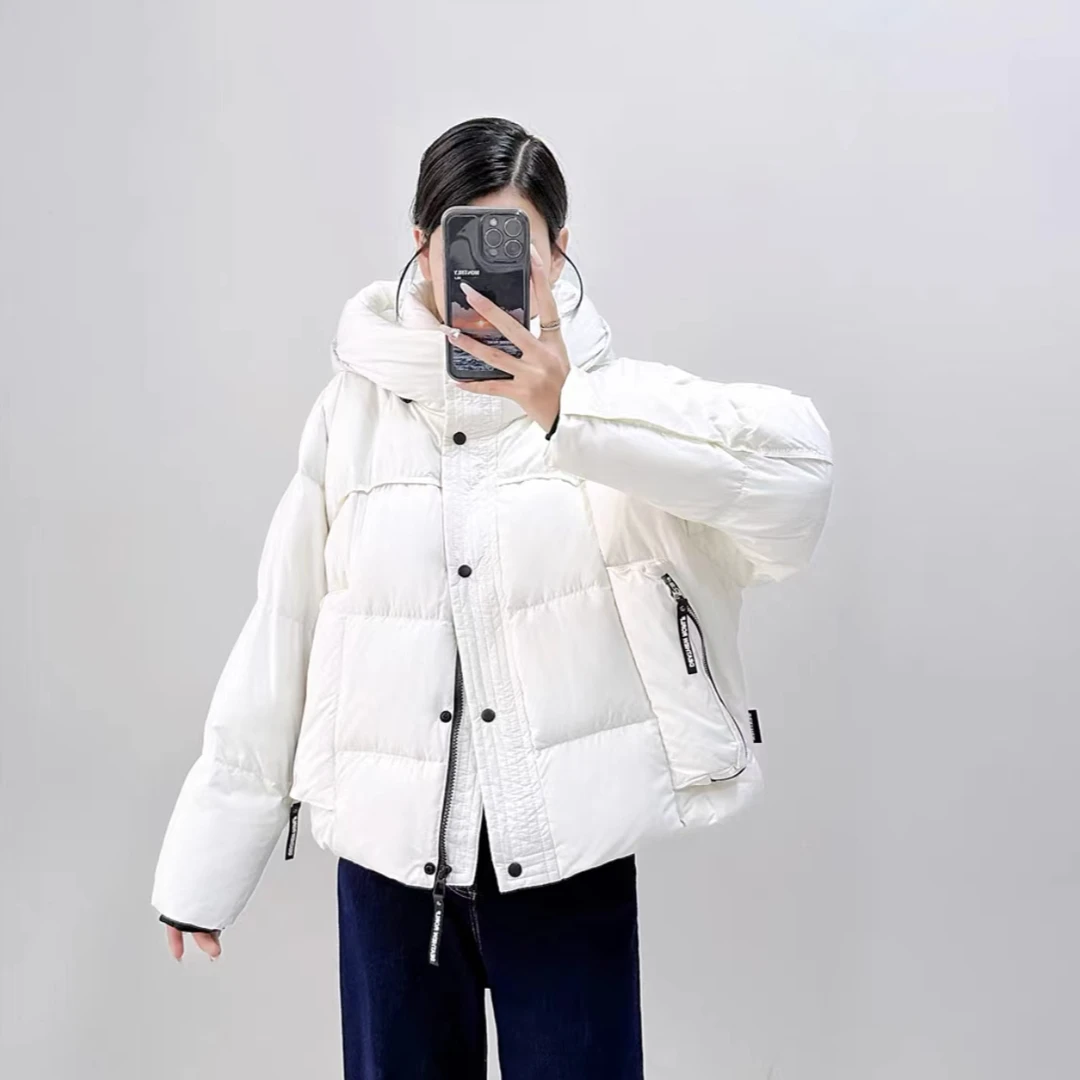 新款时尚休闲连帽女短款小个子加厚面包服保暖外套FFY