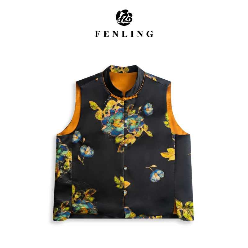 芬领-若薇-非遗桑蚕丝农工缎香云纱40姆米马甲BX1238-BX1240