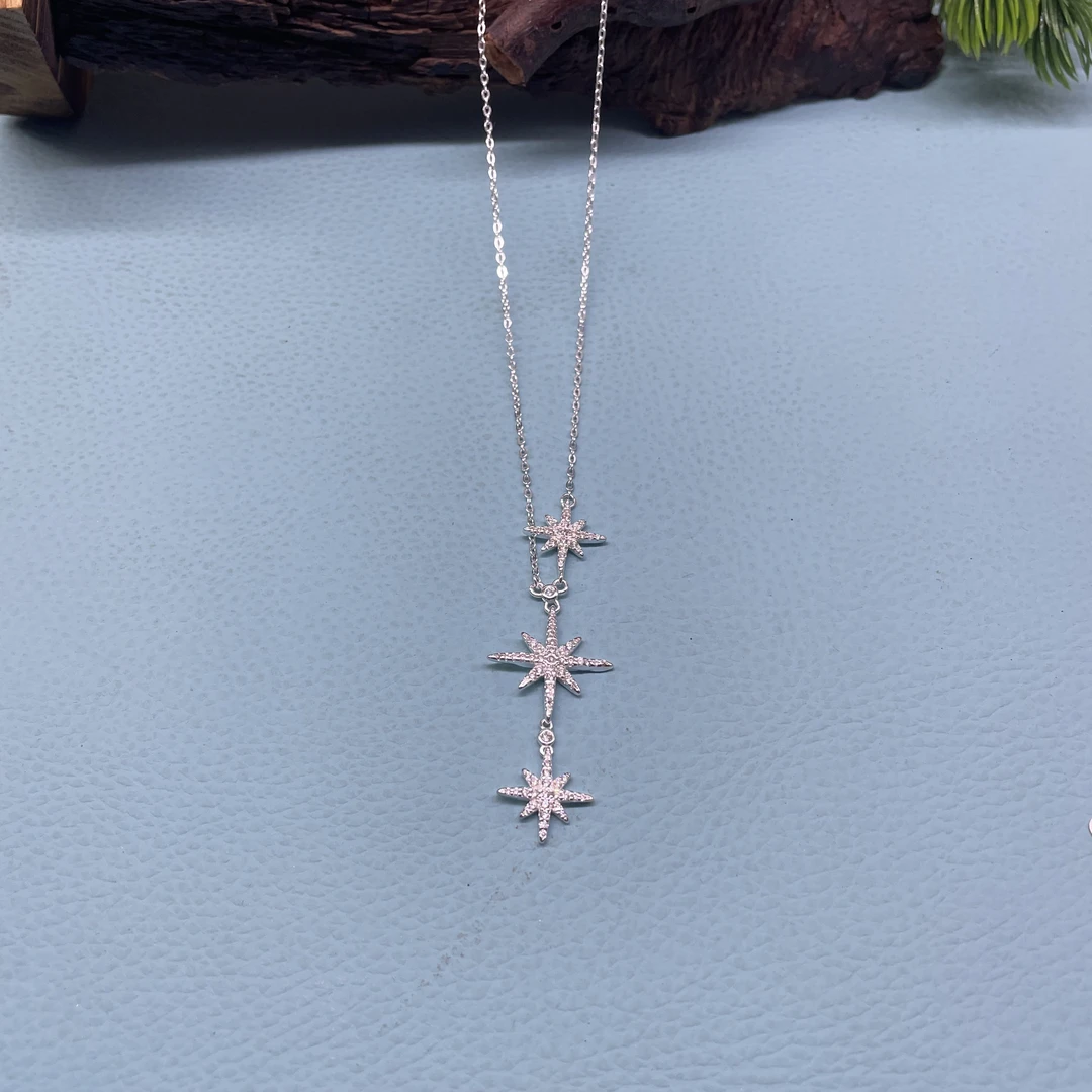 坠链均足银 时尚简约六芒星项链（三颗星） 足银990