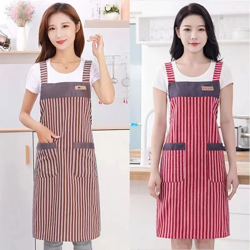 新款家用纯棉防尘防污围裙耐磨耐脏工作服背带厨房餐饮高档围腰
