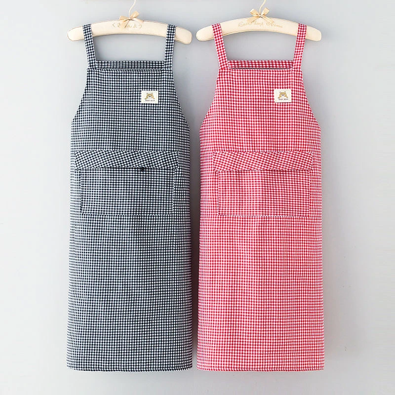 超特加长围裙防油污夏季薄款透气厨房纯棉背带过膝时尚家用工作服