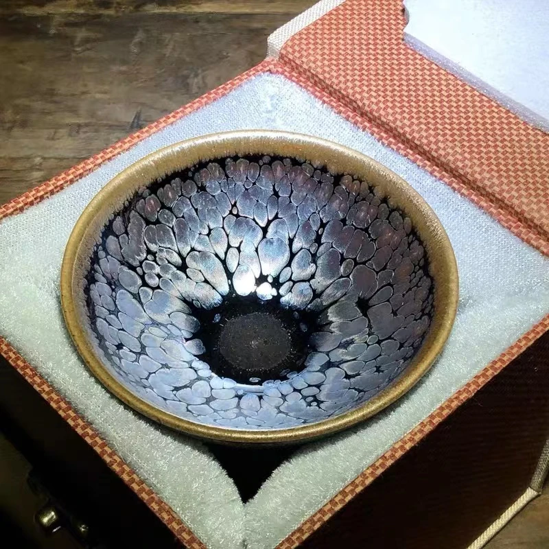 彩金粉彩油滴名家大号建盏纯手工茶盏主人杯单盏品茗杯小号茶具男
