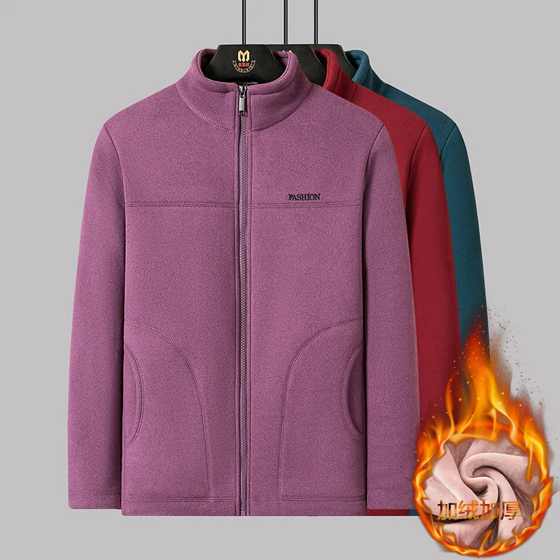 妈妈装秋冬季女士加绒加厚棉衣外套中老年德绒棉服保暖小棉袄开衫