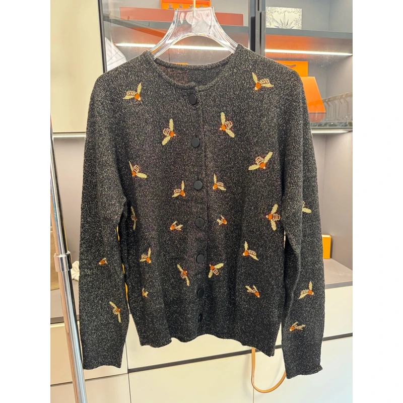 25年新款印花开衫上衣毛衣针织上衣时尚小众设计师款轻奢女装