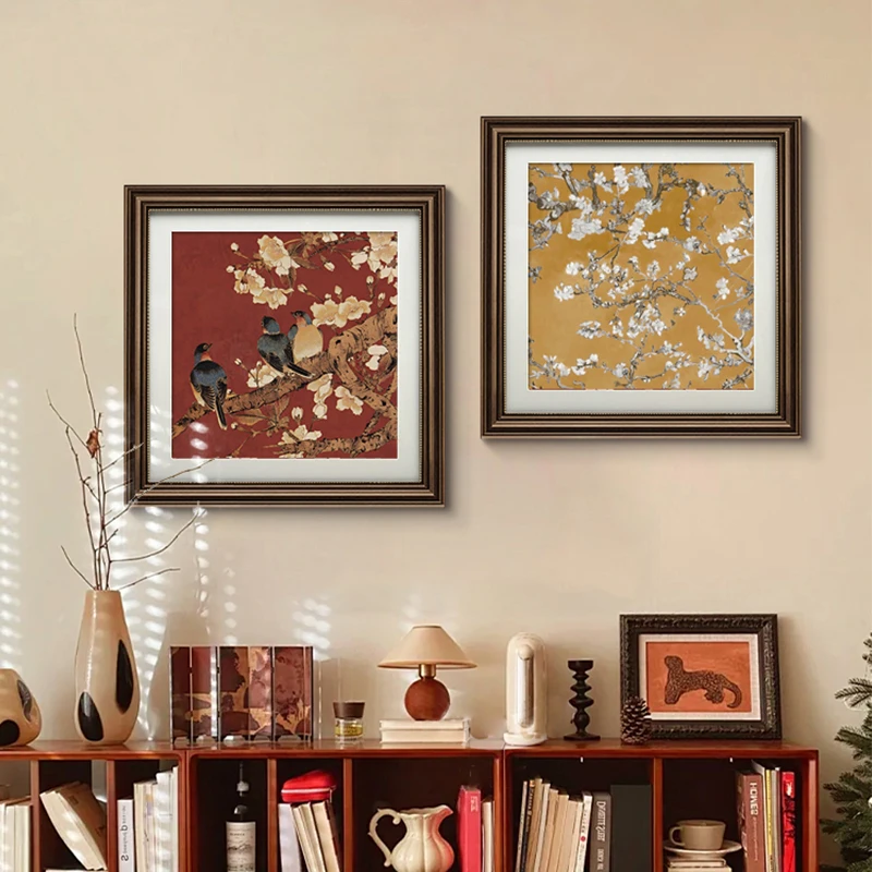 喜上眉梢中古风餐厅装饰画床头背景墙挂画高级感复古油画卧室壁画