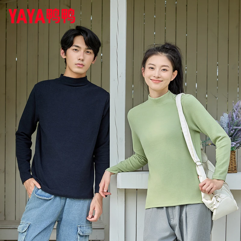 【皮特专属】鸭鸭秋冬季男女情侣内搭半高领户外卫衣打底衫保暖上衣