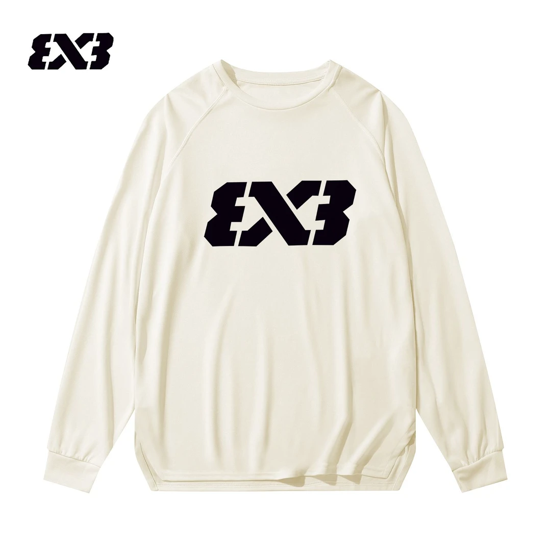 3X3训练T恤男打底长袖健身速干高弹宽松纯色运动服篮球服T恤开叉