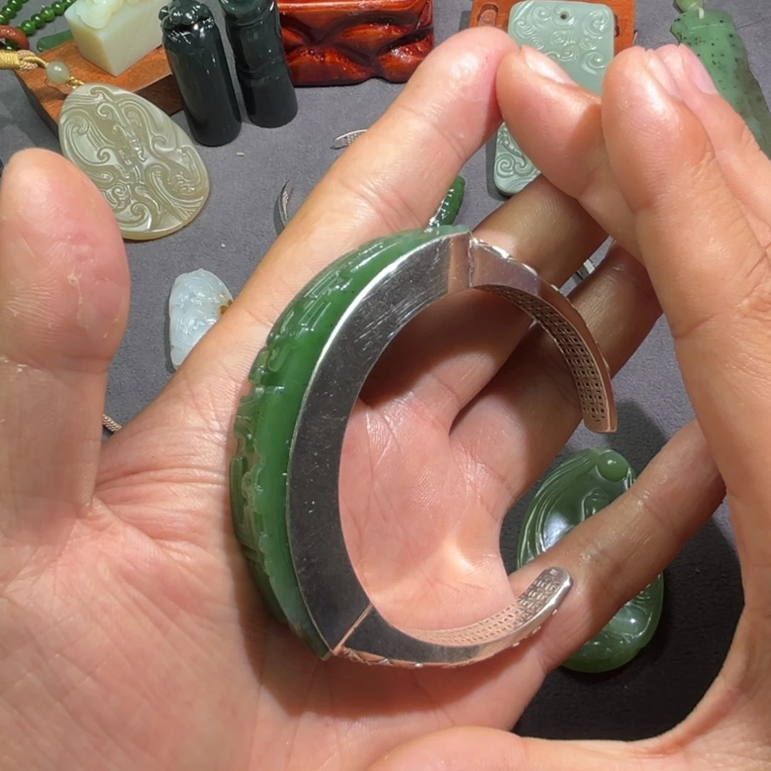 和田玉颈饰银S925镶嵌正****༽