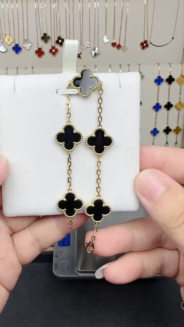 【闪购商品】玛瑙/玉髓手链18K金镶嵌黑玛瑙手链